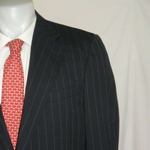 Ermenegildo Zegna Super 100 Vintage Navy Striped Two Button Suit 40R